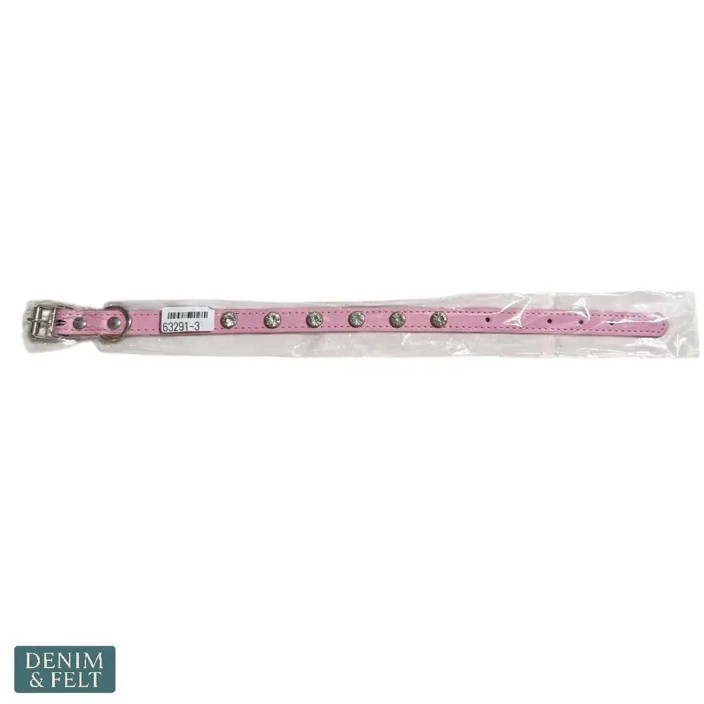 NEW‎ Light Pink Rhinestone Dog Collar 15” Adjustable Pet Collar Bling Accessory